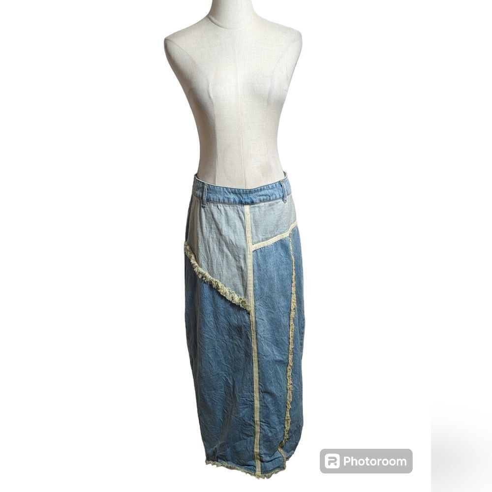 BDG Denim Patchwork Midi Skirt